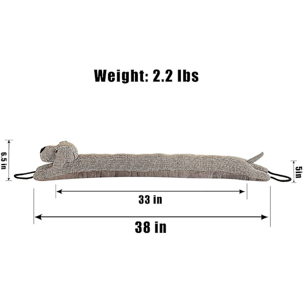 38 tommers vindstopper for dør og vindu, avtakbar og vaskbar vektet fransk 38 inch Brown Dog