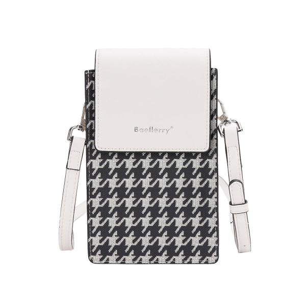 Magnetisk knappsplicing Gird PU läder crossbody väska liten axelväska för resor, dagligt bruk Beige