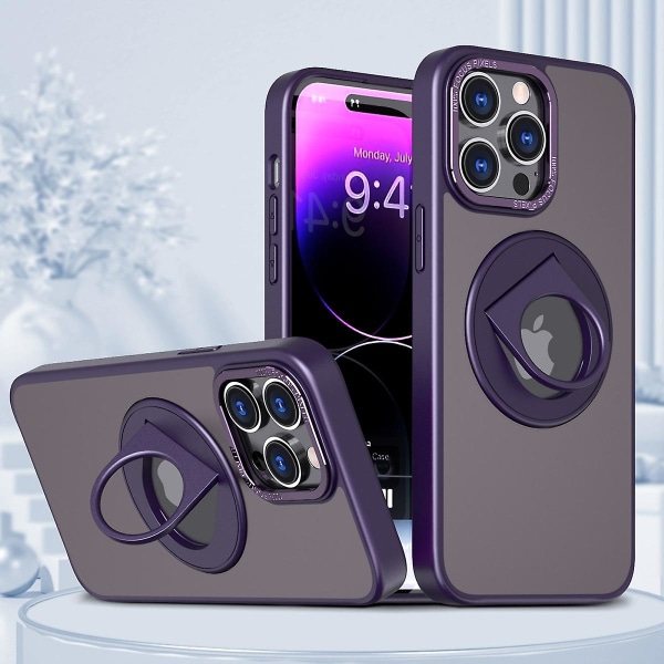 Magsafe Case Kompatibel med Iphone 15 Pro Max, Slim PC Stötsäkert Frostat Cover Med Osynlig Magnetisk Ring Ställ Purple For iPhone 15 Pro Max-15 Ultra
