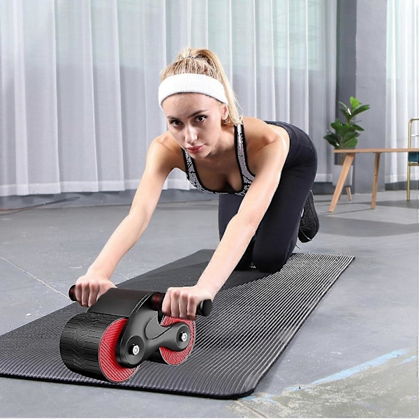 Ab Roller Træningsudstyr Automatisk Tilbagespring Abdominal Hjul AB Roller Core Træningsudstyr ABs Roller Hjul Gym Tilbehør Træning Hjemme Red