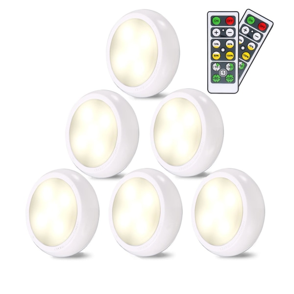 Led garderobsbelysning Rörelsesensor, dimbar under skåp Bänkbelysning Magnet Stick-on för sovrumskök (6-pack)