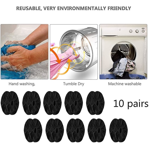 10 par tvättbara tygöverdragsskor Återanvändbara halkfria skoöverdrag med flanell