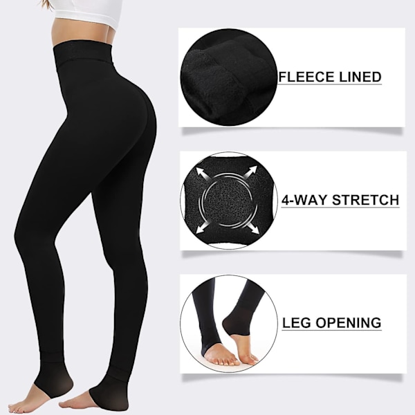 Althee Varma Fleecefodrade Leggings för Kvinnor Sammet Elastisk Mjuk Hög Midja Tjocka Termiska Strumpbyxor S-2xl M