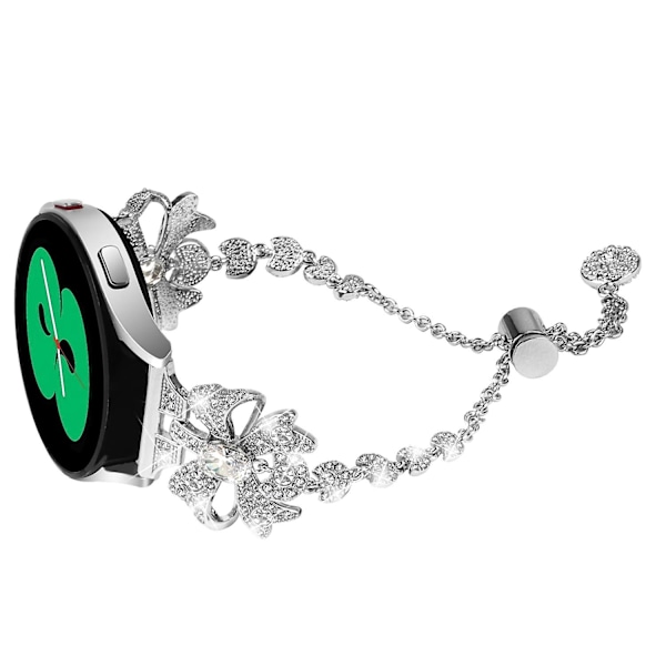 20mm ruostumattomasta teräksestä valmistettu rannekoru Huami Amazfit Cheetah -kelloon, strassikivinen rusettiranneke Silver