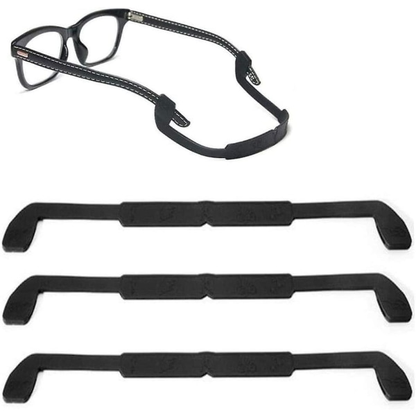 3st Acsergery Svart Elastisk Silikon Glasögonrem Anti-halk Glasögonrem Mjuk Glasögonhållare Present