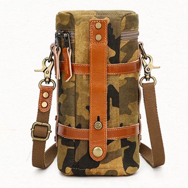 Objektivpose Lærred DSLR Kamera Objektiv Etuier Vandtæt Beskyttende Taske Camouflage Yellow