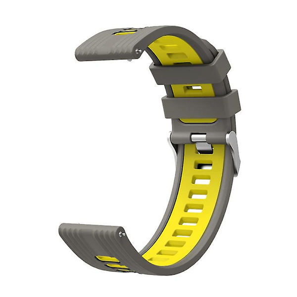 20mm Silikon Sportrem For Samsung Galaxy Watch6 40/44mm/Watch 4/5 40/44mm /5 Pro 45mm Dobbelt Farge Grey  Yellow