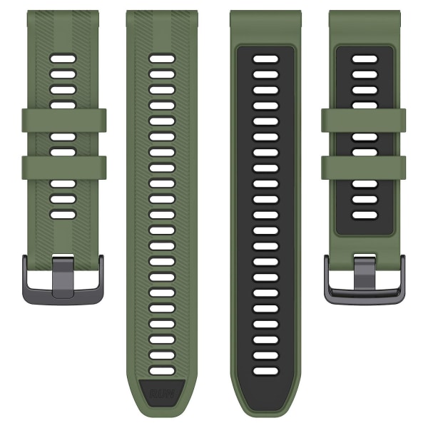 22mm Twill Tofarget Håndleddsrem Silikon Klokkereim For Garmin Forerunner 965/955/945/935/745 Army Green Black