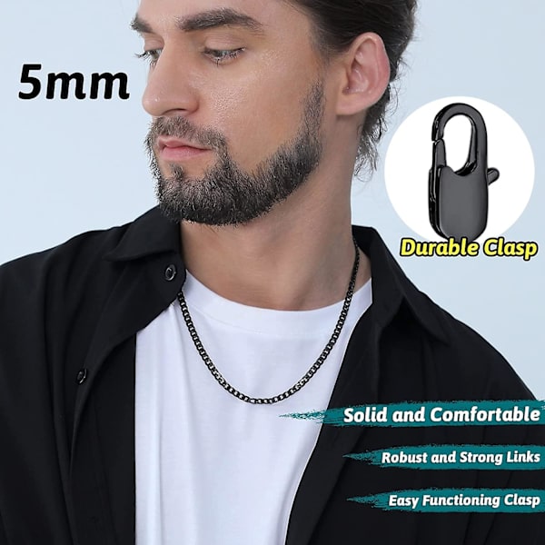 Miesten Kuubalainen Ketjukaulakoru 5mm Panssariketju 46cm 51cm 56cm 61cm 66cm 71cm 76cm Hip Hop Kuubalainen Ketju