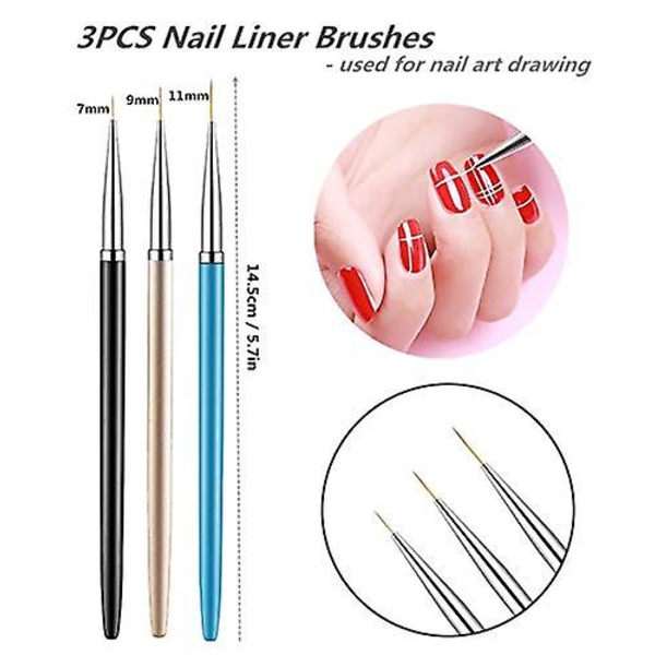 5 st prickpennor med 3 st nagellackpenslar, verktyg för nagelkonstdesign