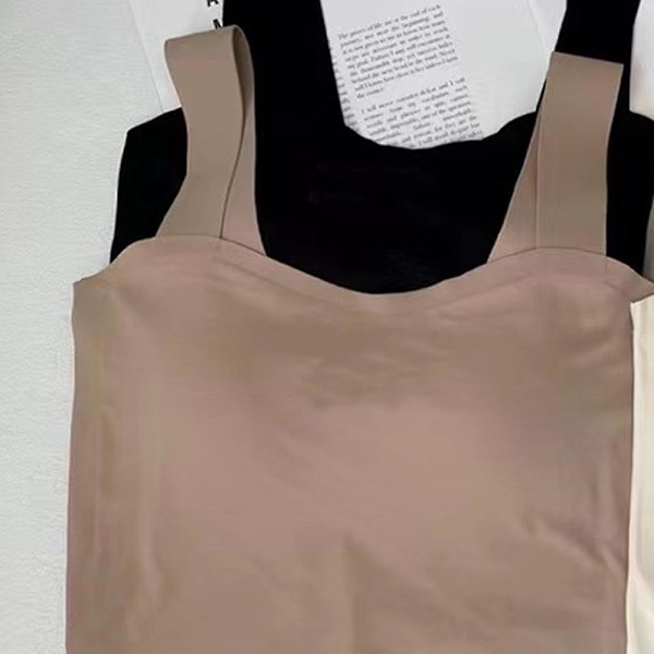 Linne för kvinnor, luftig mjuk bekväm tank top vit Khaki