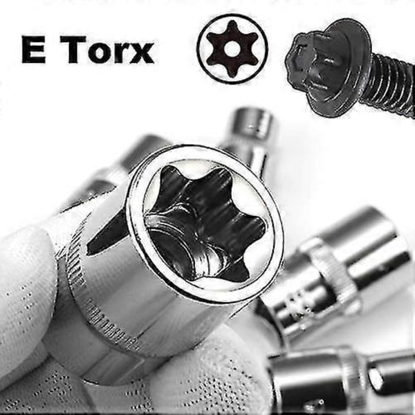 E-Star Torx-hylsesats för kvinnor E4-E24 E-Torx Yttre Hex-hylsa Insatsmutter 14 delar