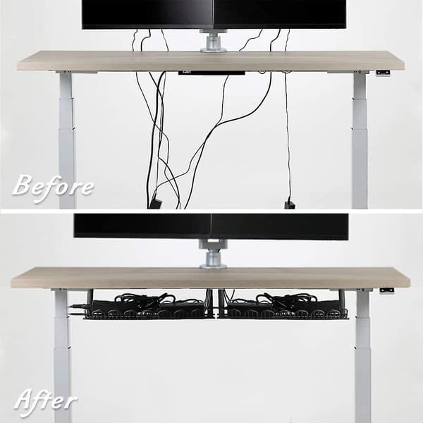 2 pakker kabelbakke, 36,5 cm ledningsholder til under skrivebordet til Acsergery ledningsstyring, gave