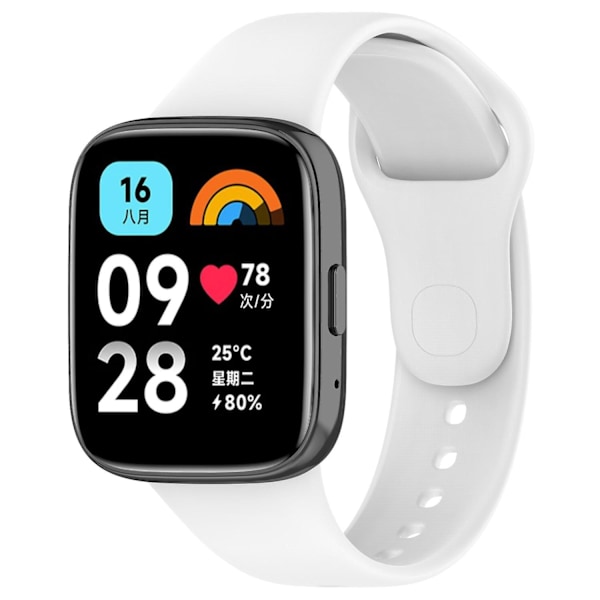 Xiaomi Redmi Watch 3 Lite -kellon korvaava silikoniranneke, pehmeä kellon ranneke White