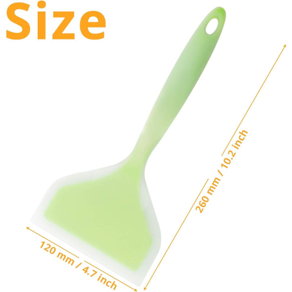 Silikonspatel pannkaksspade omelettspatel vändare för ägg fisk pannkaka pizza och biff bred mjuk pizzaspade non-stick värmebeständig kök Clear Green Large