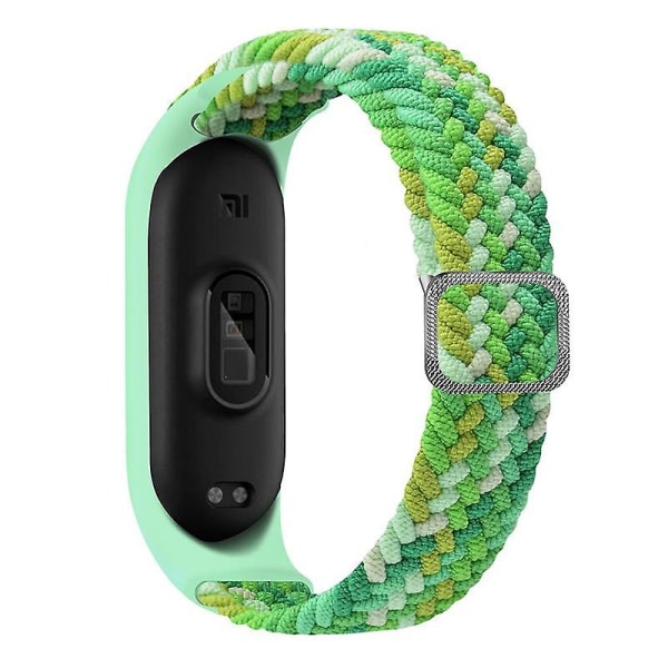 Stretchig nylon solo loop för Xiaomi Mi Band 5/Band 6/Band 7, justerbar flätad sport elastisk rem