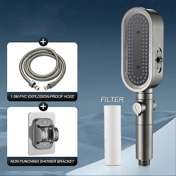 Duschhuvud med Mikrofonförstärkning Multifunktionell Universal Duschhuvud Badrumstillbehör Silver Shower Head