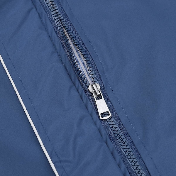 Dame Lang Vandtæt Jakke med Hætte Letvægts Regnfrakke Vindjakke Udendørs Trenchcoat Blue 3XL