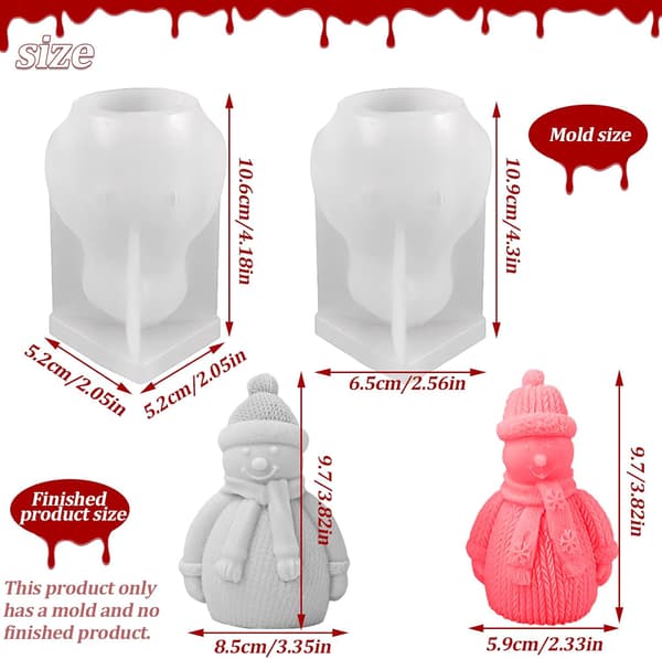 3D Julemand Silikoneform 2 Stykker Silikoneforme Støbeforme DIY Julemand Støbeform Fondant Silikoneform Lys