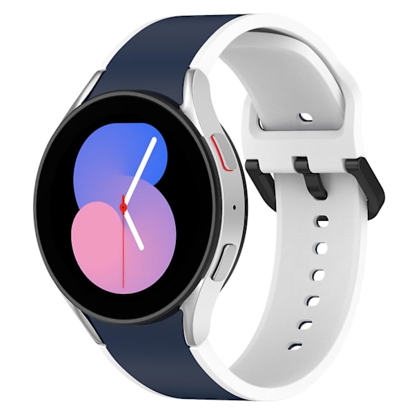 Andningsbar mjuk silikonklockarmband för Samsung Galaxy Watch6 40/44mm/ Watch 4/5 40/44mm /5 Pro 45mm Midnight Blue   White