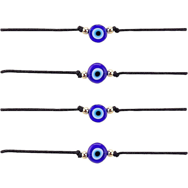 Handgjorda 12 st onda ögat armband pack bulk set kvinnor män onda ögat fotled smycken skydd armband svart röd sträng pojkar och flickor 4Pcs Black Gold