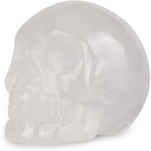 2.0\" Klar Kvarts Krystal Kraniehoved Dekor Statue Krystaller Og Helbredende Sten, håndskåret Ædelsten Kranie Figur Ornament Til Halloween Karneval Fest