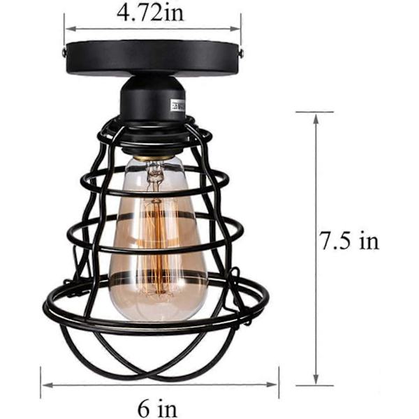 Set med 2 halvinkastade metalltaklampor typ E27 LED retro antik industriell veranda badrum trappa sovrum kök (A) C