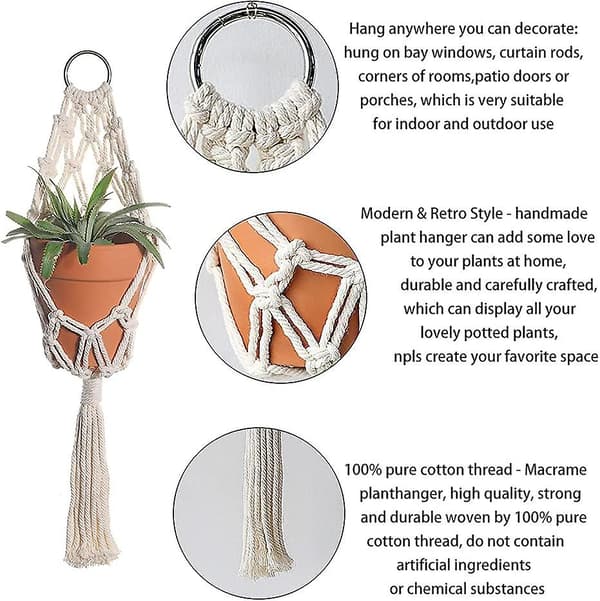 Boho Macrame Plant Hængere Med Loftkroge