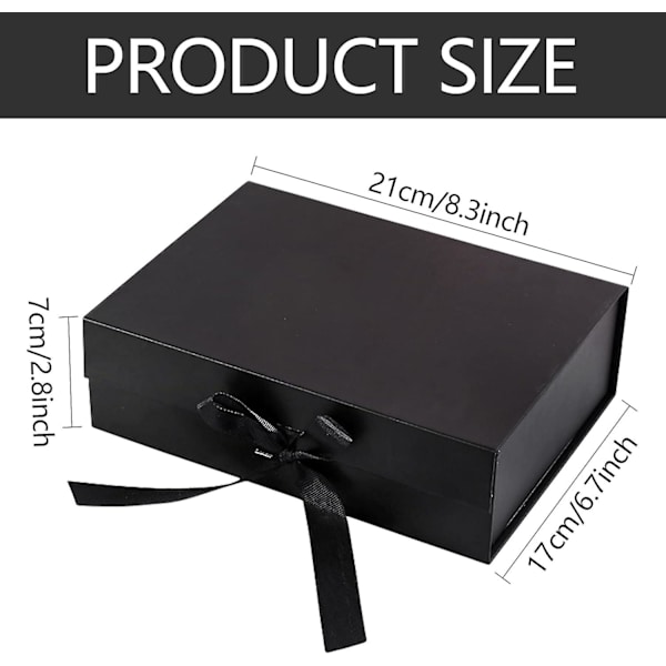 Presentförpackning med lock - 21 x 17 x 7 cm Magnetisk återanvändbar låda för bröllop