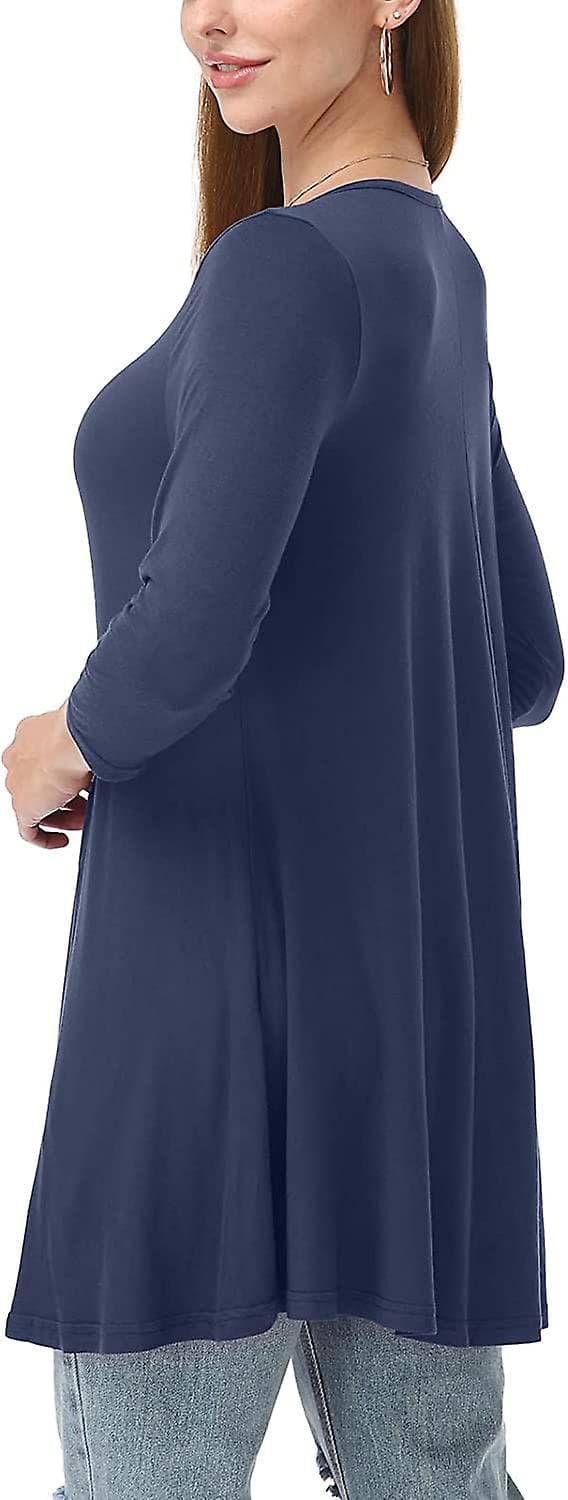 Plus Size Toppe til Ascergery Kvinder 3/4 Ærme Skjorter Tunika Toppe Løs Pasform Basic Dame