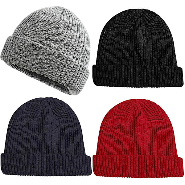 4-pak Vinter Slouchy Beanies Strikkede Huer Til Mænd Kvinder, Blød Unisex Hovedvarmer