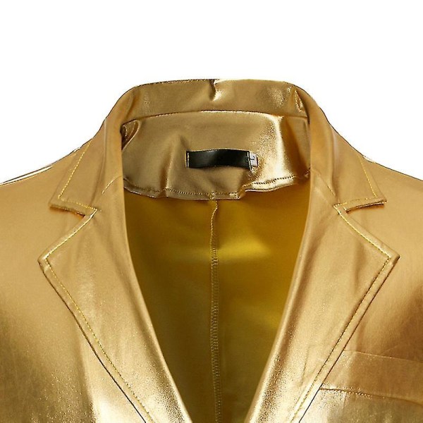 Herr glänsande guld 2 delar kostymer (kavaj+byxor) Terno Masculino Fashion Party Dj Club Dress Smoking kostym Herr Scen Sångare Kläder Gold 2XL