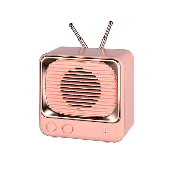 Bluetooth-høyttaler ny retro-tv liten høyttaler gaveprodusent søt mini bærbar hd lydkvalitet Pink