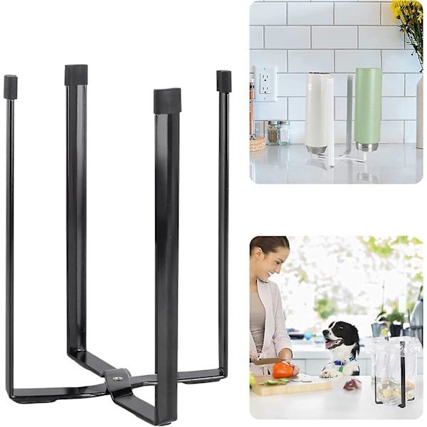 Køkken Plastikpose Tørrestativ Holder, Multifunktionel (sort)