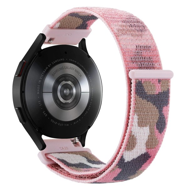 22mm Camouflage Nylon Justerbar handledsrem för Galaxy Watch 3 45mm/Huawei Watch GT3 Pro 46mm Pink