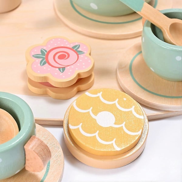 Leikkikeittiön tarvikkeet Puinen vatkainsetti Leikkiruokasarjat Lasten keittiöroolileikkeihin Lelu Sekoitin Leivo Keksit Leikkisetti Ruoanlaitto Keittiölelut 15pcs Tea Set