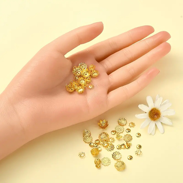 Järnmaterial Blomster Pärla Ändarna Slumpmässig Blandad Stil DIY Set 1 Låda