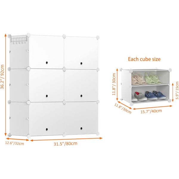Skohylle, 6-lags skoskap 24 par Plast Skohyller Organizer for Garderobe Gang Soverom Entré