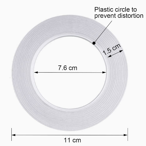 4 Rullar Dubbelhäftande Tejp Tunn Självhäftande Tejp för Sömnad, Hantverk, 12 mm x 25 Meter per Rulle