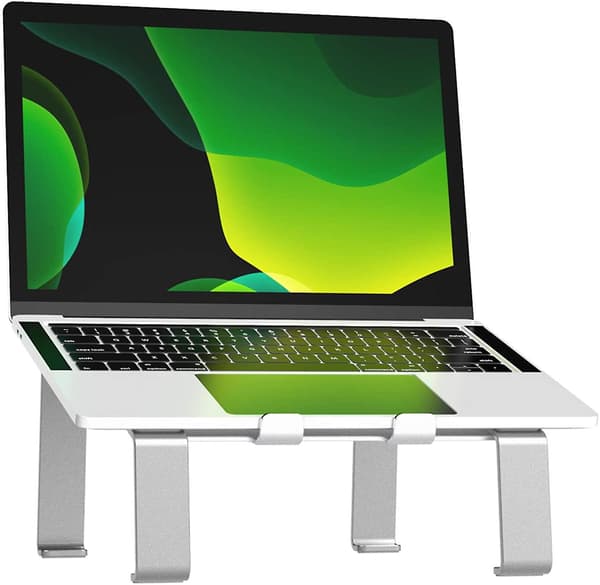 Laptopstativ for Acsergery-skrivebord, stativ, aluminium laptopforhøyer, 4 støttebaser, solid gave
