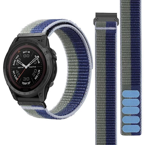 För Garmin Tactix 7 Pro/Fenix 7X/Fenix 6X Pro 26mm Nylon klockarmband Justerbart handledsband Green Blue