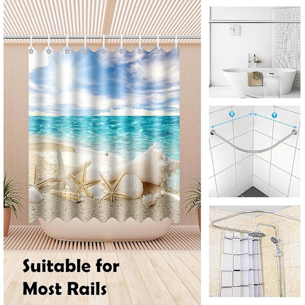 180x200cm Dusjforheng Polyester Muggsikkert Vaskbart Vanntett Stoff Maritim Stil Dusjforheng Med 12 C-kroker For Baderom Hjem Badekar Dusj