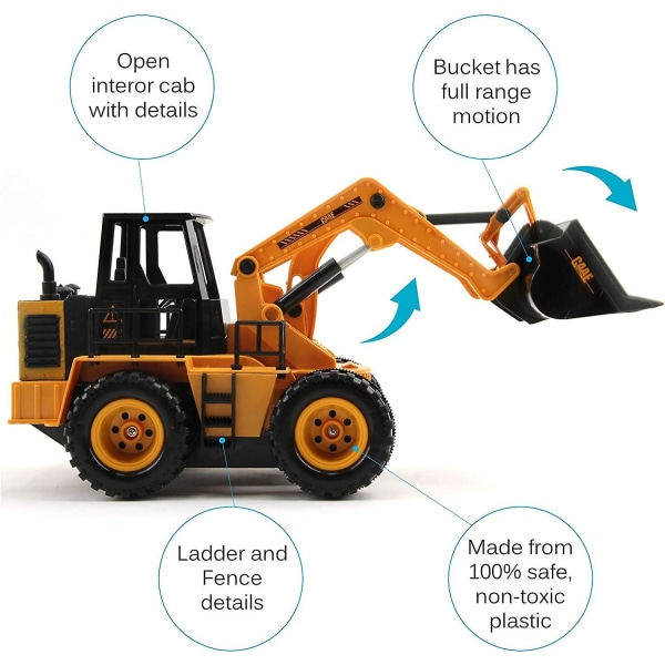 13,5\" rc Bulldozer Full Function 1:24 Skala 2,4ghz Byggfordon Leksak Frontlastare Traktor Lastbil