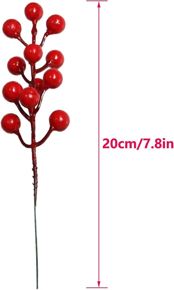 12 stk. Kunstige Røde Bær Dekorasjon, 20cm