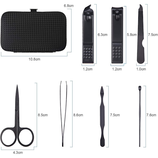 Manikyr Pedikyr Kit, 7 st Professionell Nagelklippare Set, Rostfritt Stål Nagelsax, Pedikyr Manikyr Kit Med Resväska Och Utsökt Hem