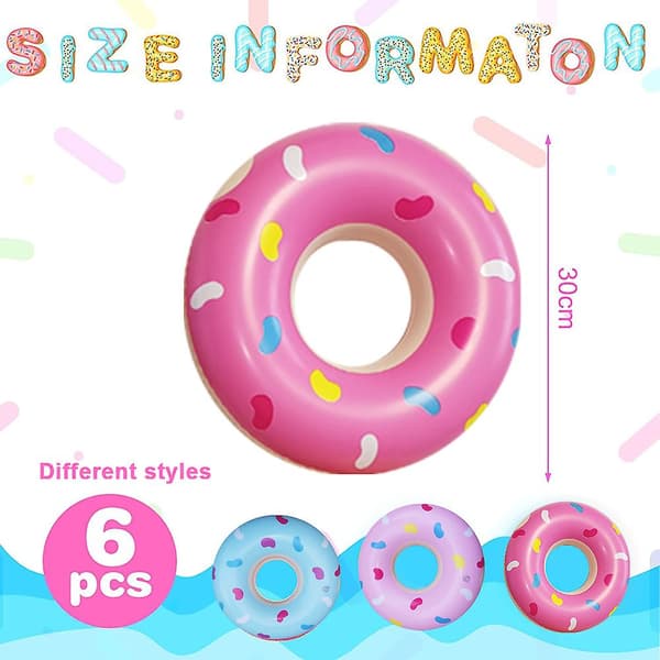 6 st uppblåsbara pool donuts mini donut uppblåsbara leksaker liten simring för barn style1