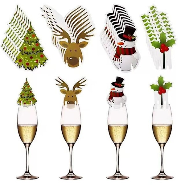 Jul Vinglas Kort Dekorationer För Bord  Jul Glas Dekorationer 10st 50st 100st Christmas tree 100pcs