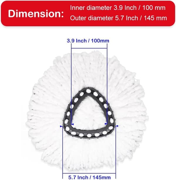 Spin Mop Head Refills for Vileda, passer O-Cedar Spin Mop, Easy Wring Mop Replacement, Microfiber Triangle Replacement Pads, hvit farge (8 pakning)