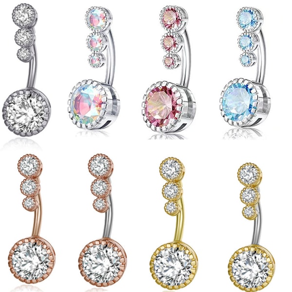 10 stk. Sexet 4 Zircon Navlepiercing Krystal Zircon Navle