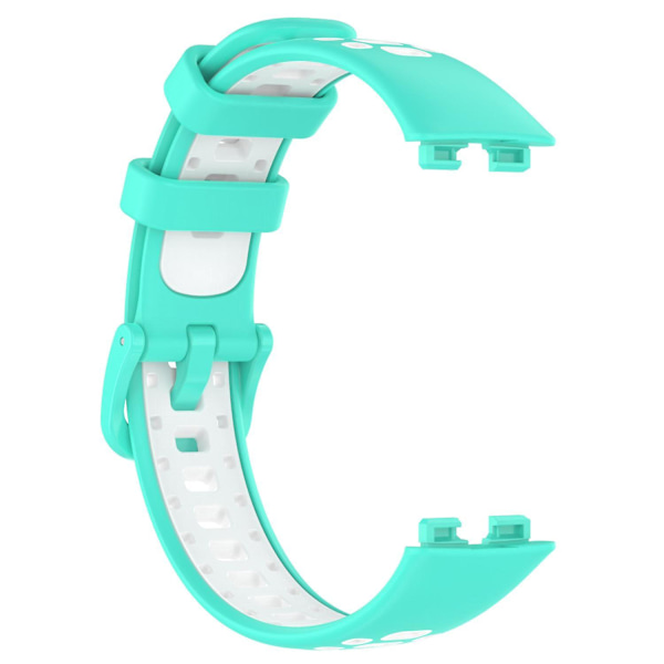 Justerbart silikonklockarmband för Huawei Band 8, tvåfärgat ersättningsarmband Cyan White